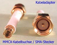 Kabeladapter - Adapterkabel - MMCX Kabelbuchse - RG188 - Schrumpfschlauch weiss - SMA Stecker
